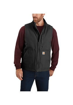 WASH DUCK LINED MOCK NECK VEST BLACK